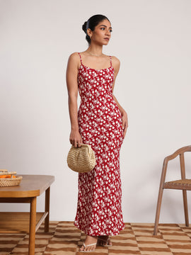 Round Neck Bias Maxi Dress