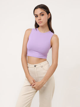 Beck High Neck Sleeveless Crop Top