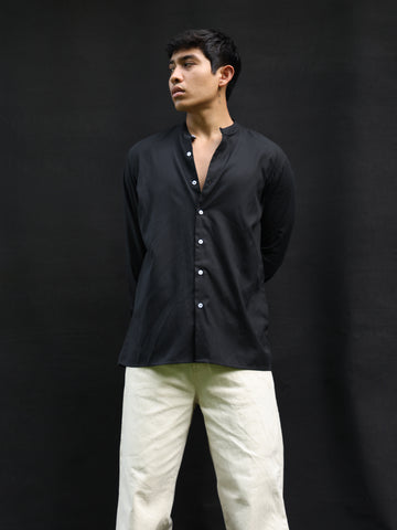Oversized Long Sleeve chinese collar shirt