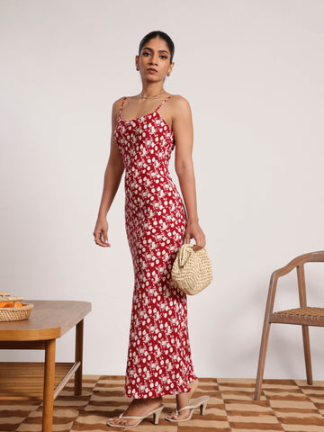 Round Neck Bias Maxi Dress