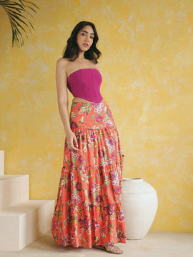 Printed Tiered Maxi Skirt