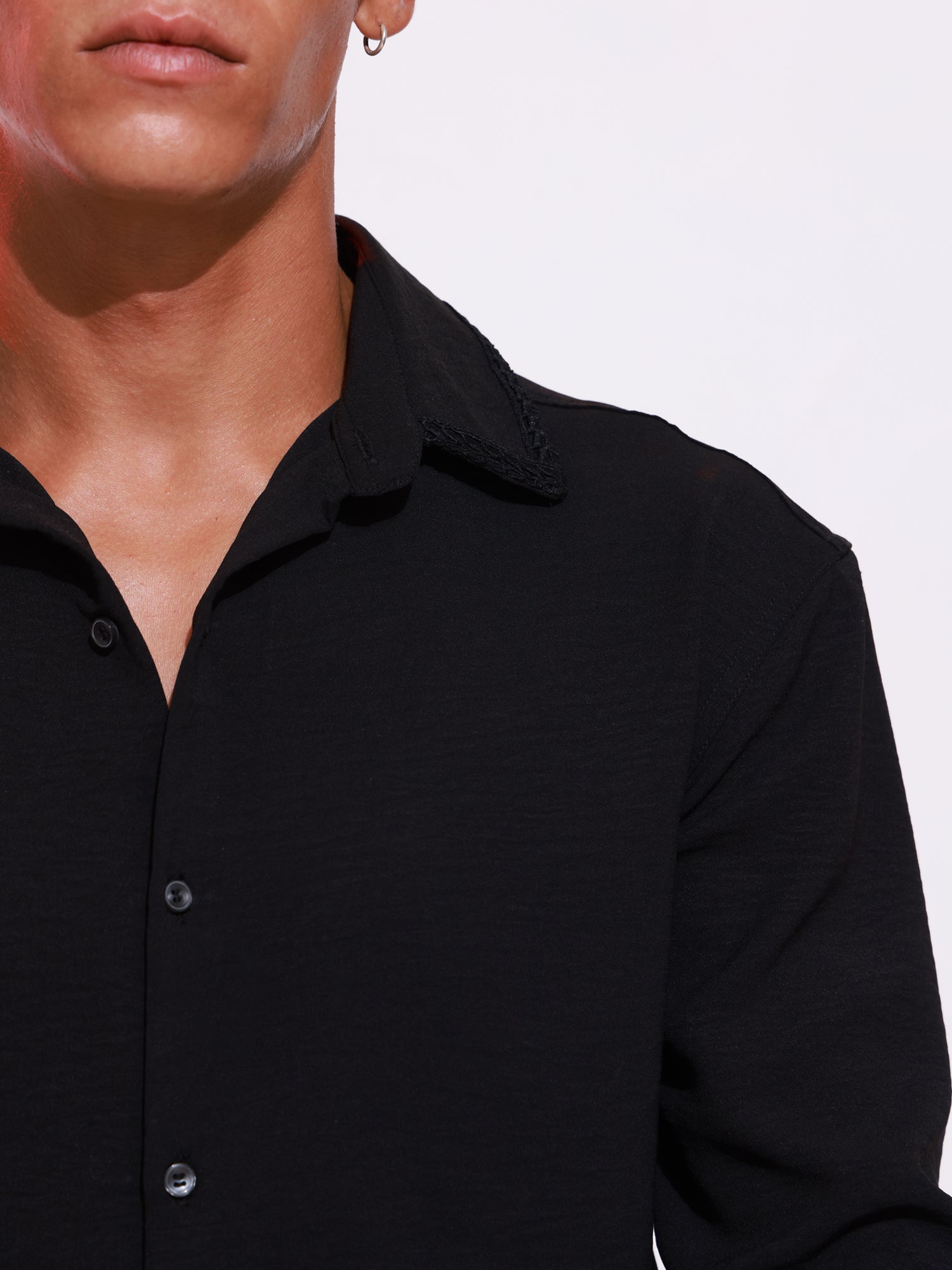 Collar Lace Detailed Regular Fit Shirt