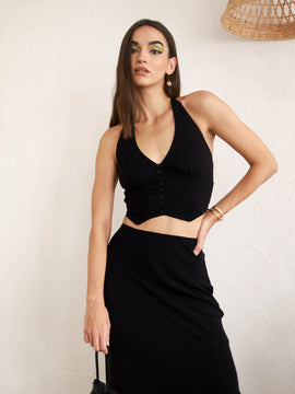 Halter Neck Back Tie Up Top
