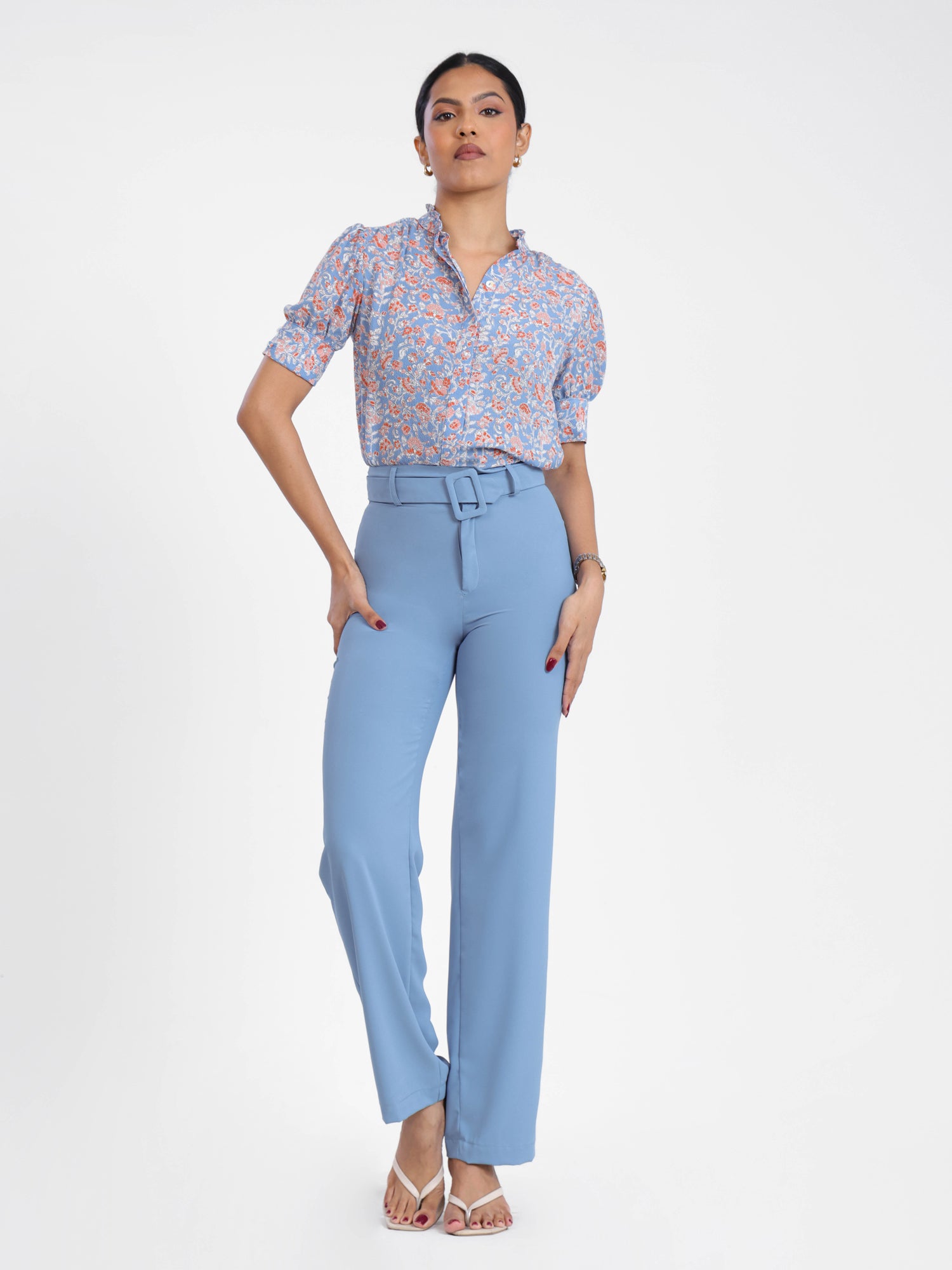 Button Down Puff Sleeve Top