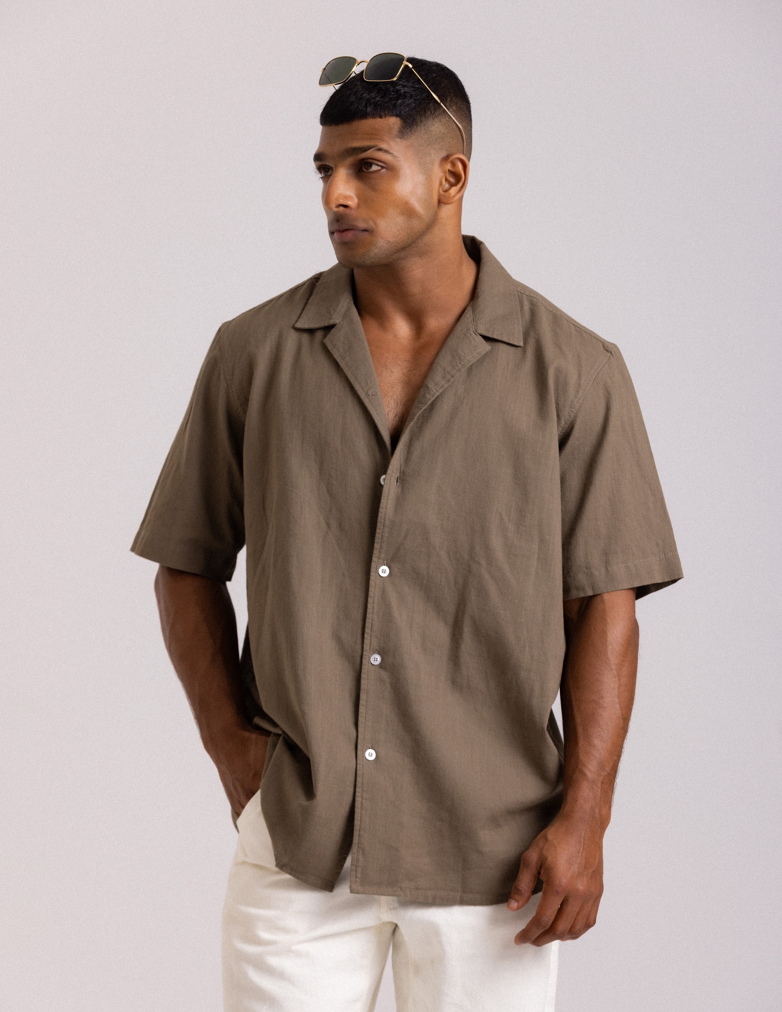Oversized camp collar shirt