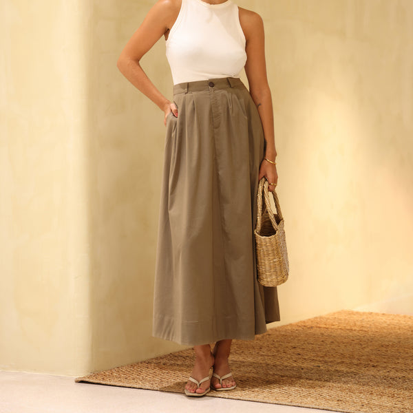 Back Elasticated Maxi Skirt