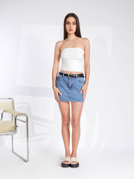 Mid Washed Denim Mini Skirt