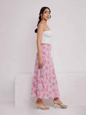 Printed Bias Maxi Skirt