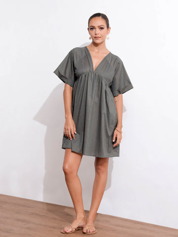 V Neck Relax Fit Mini Dress