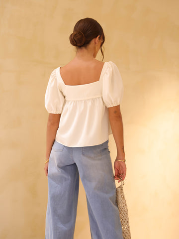 Square Neck Puff Sleeved Top