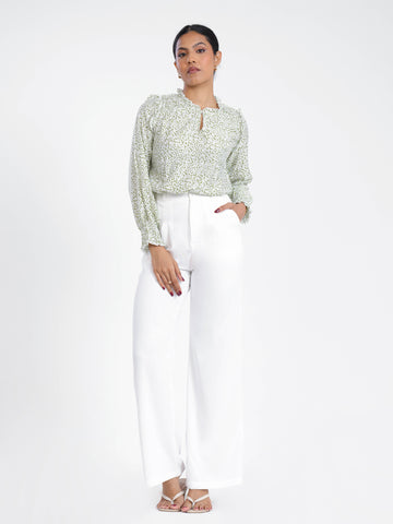 Pleat Detail Wide Leg Pant