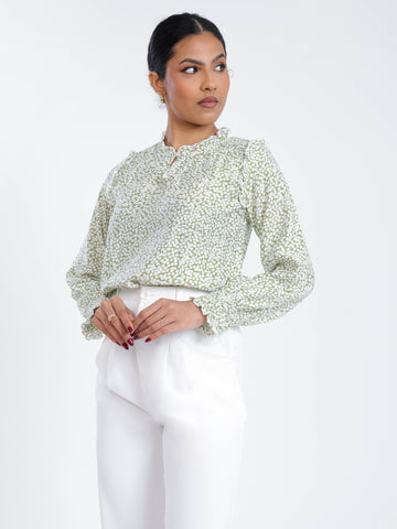 Frill Detailed Long Sleeve Top