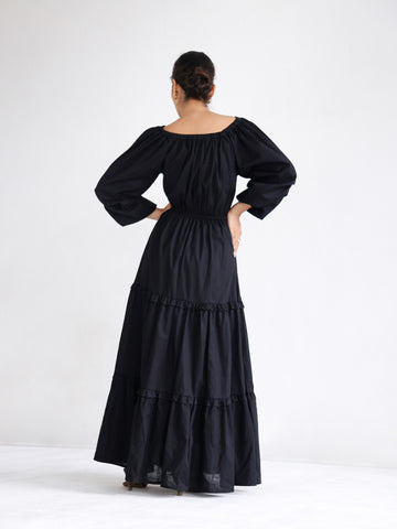 Puff Sleeve Detailed Tiered Maxi Dress
