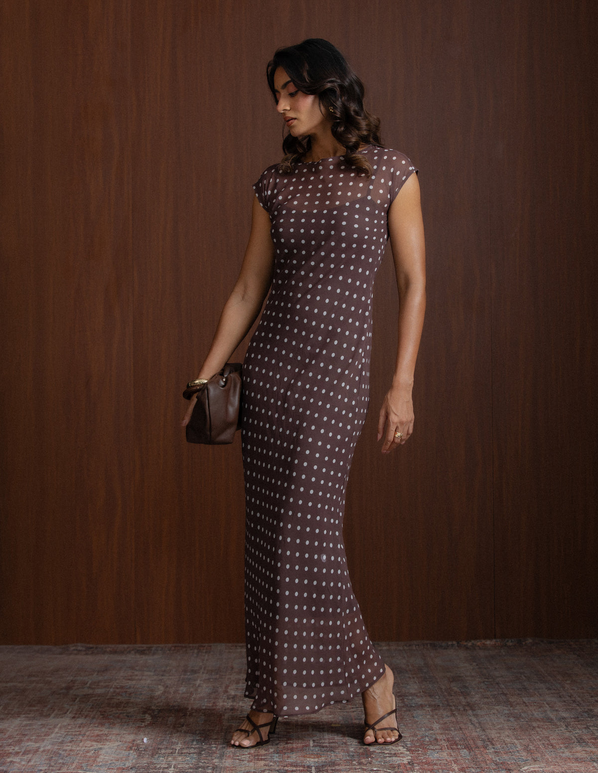 Cap Sleeved Printed Maxi Dress