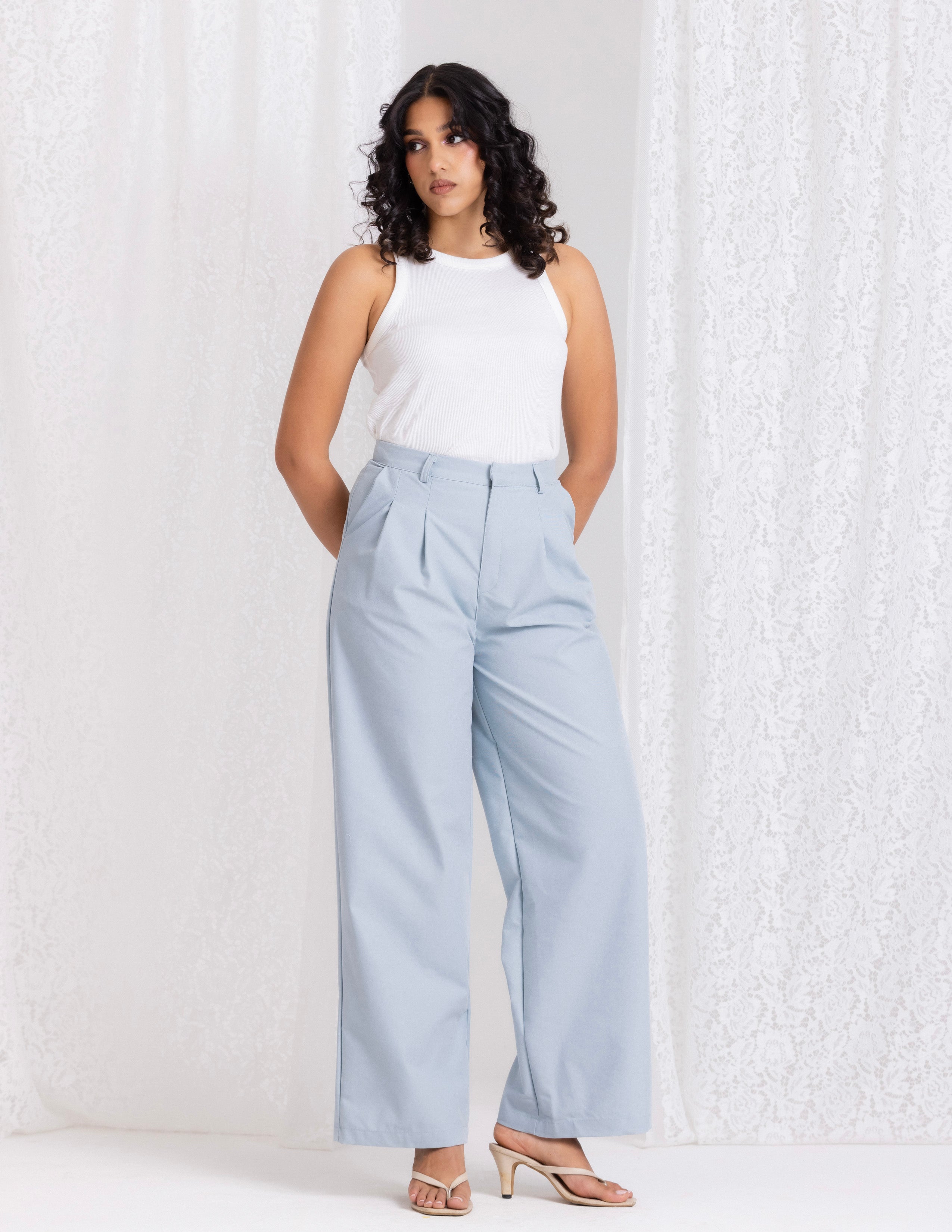 Pleated Wide Leg Pant