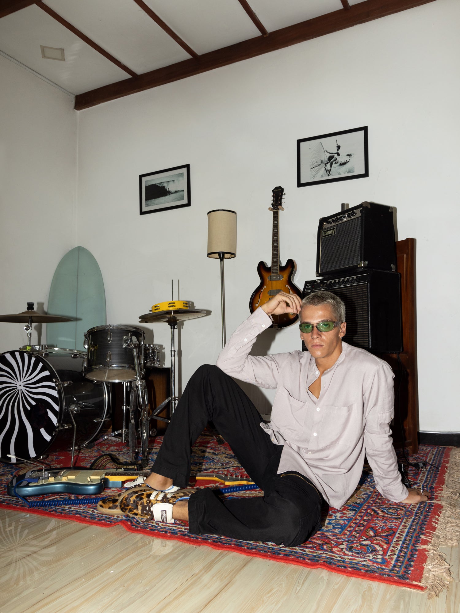 Oversized double pocket detail cotton shirt