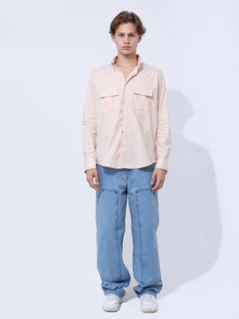 Double flap pocket with pleat oversize shirt