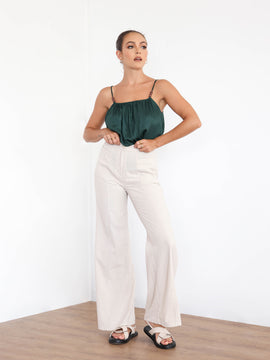 High Waist Wide Leg Linnen Pant