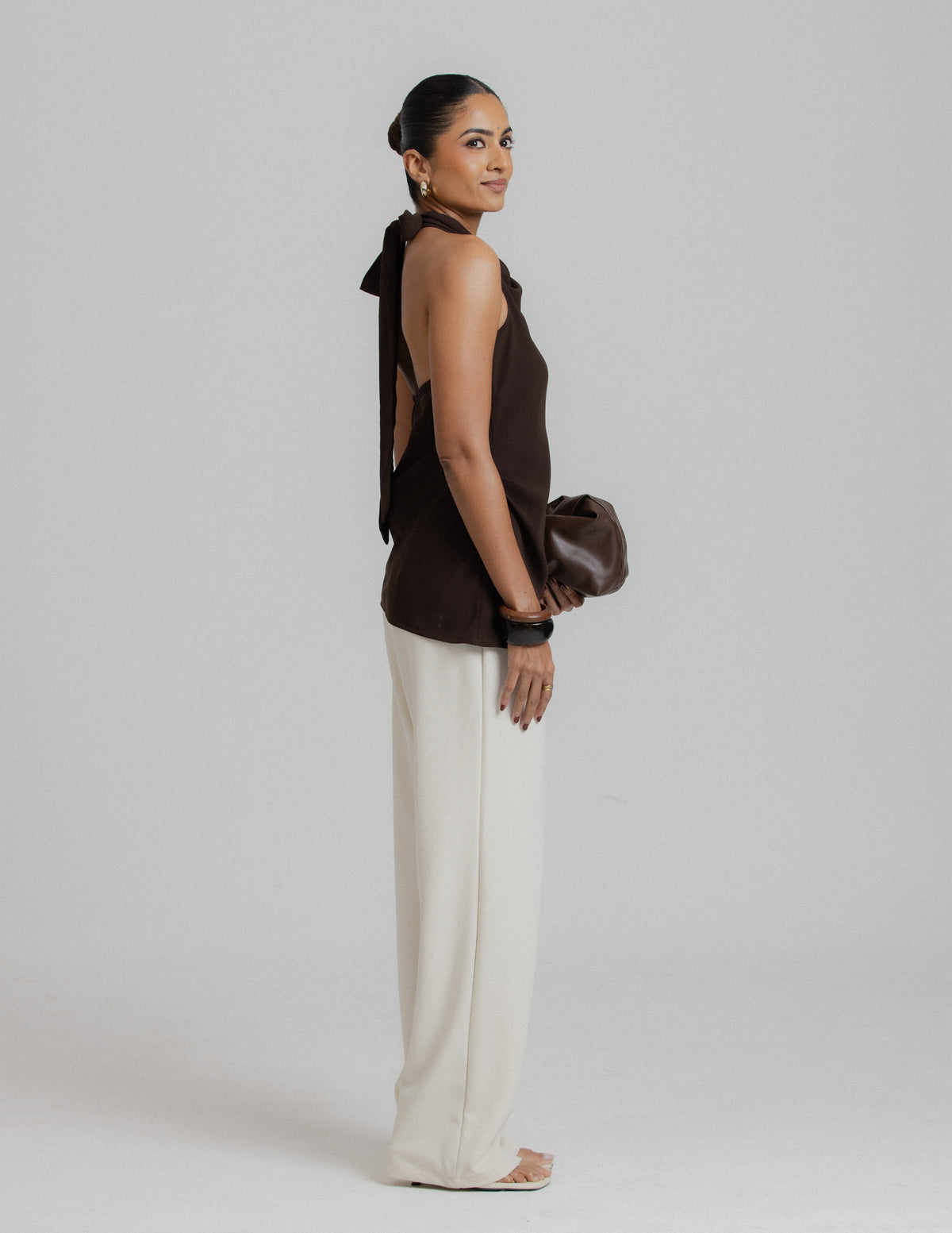 High Cowl Neck Halter Top