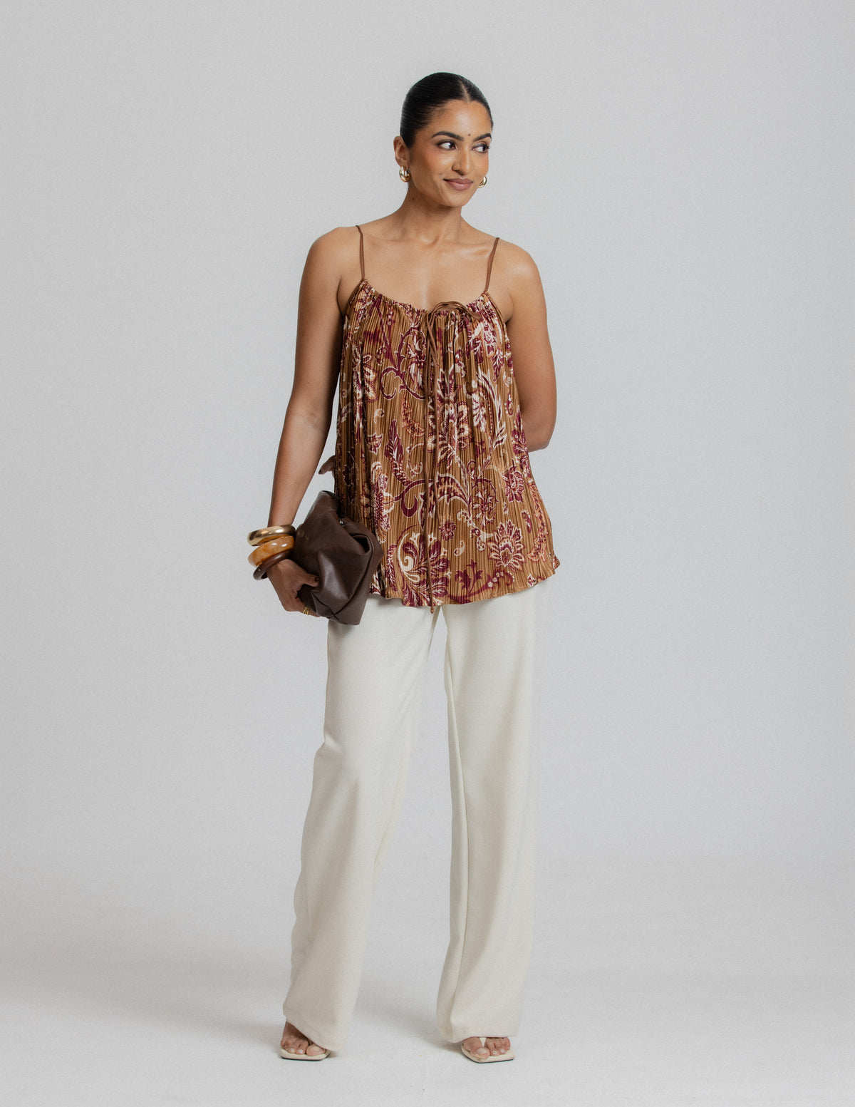 Front Tie Detail Gathered Top