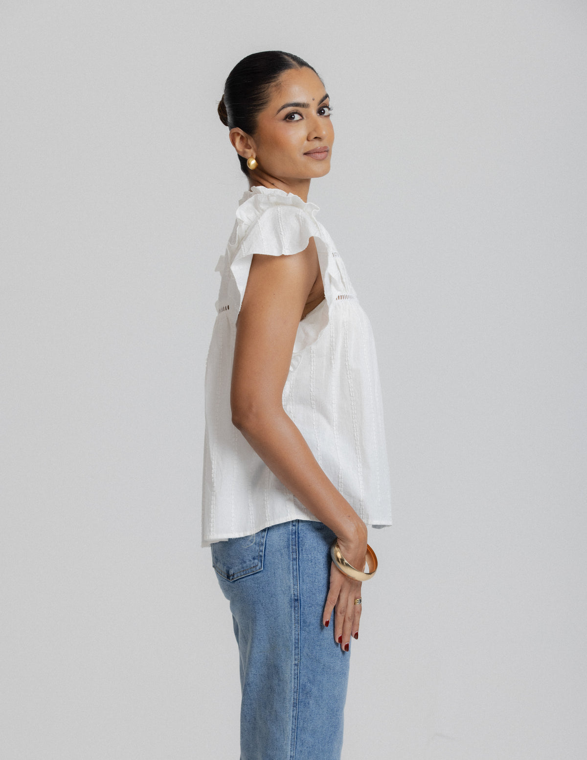 Ladder Lace Detailed Short Sleeve Top