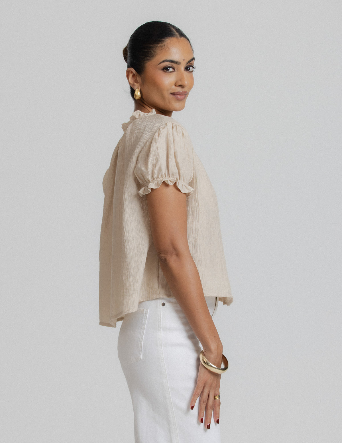 Puff Sleeve Button Down Top