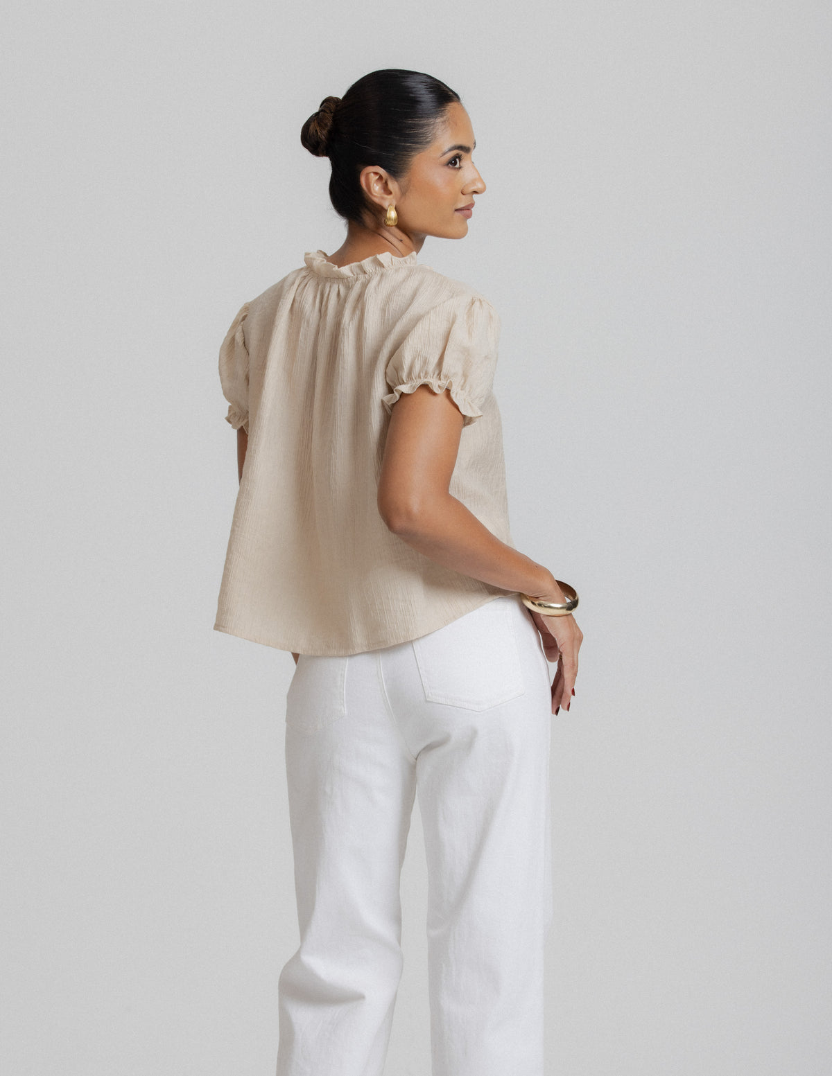 Puff Sleeve Button Down Top