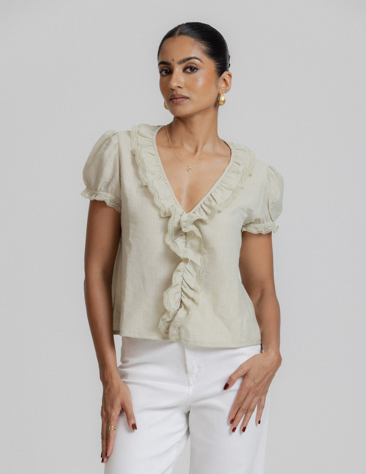 Frill Detailed Short Sleeve Top
