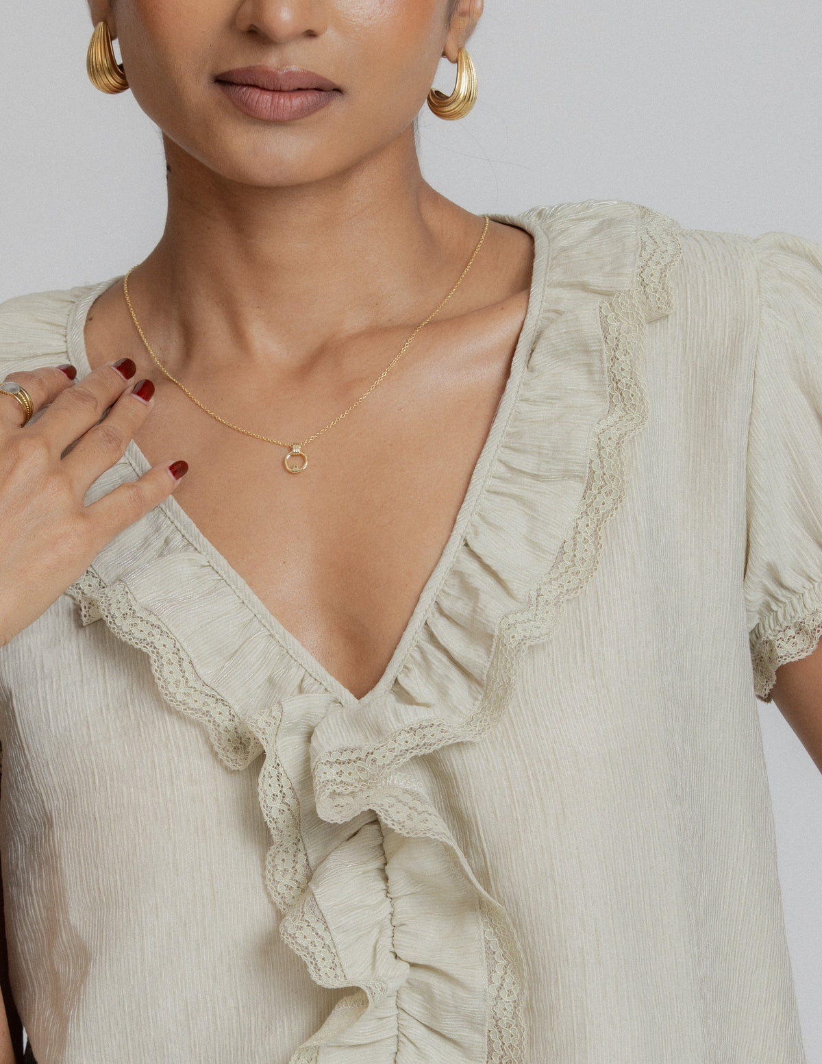 Frill Detailed Short Sleeve Top