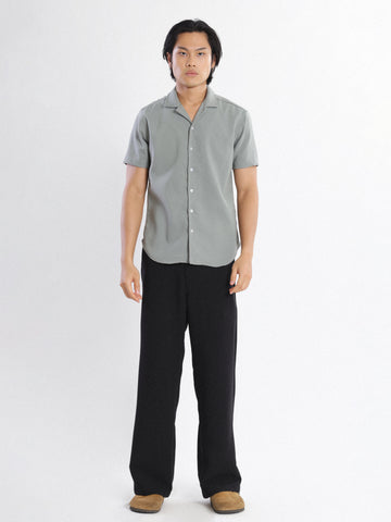 Camp collar detailed polyester shirt