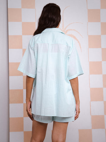 Camp Collar Detailed Oversized Shirt