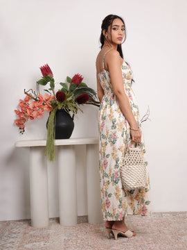 Bustier Detailed Printed Maxi Dress