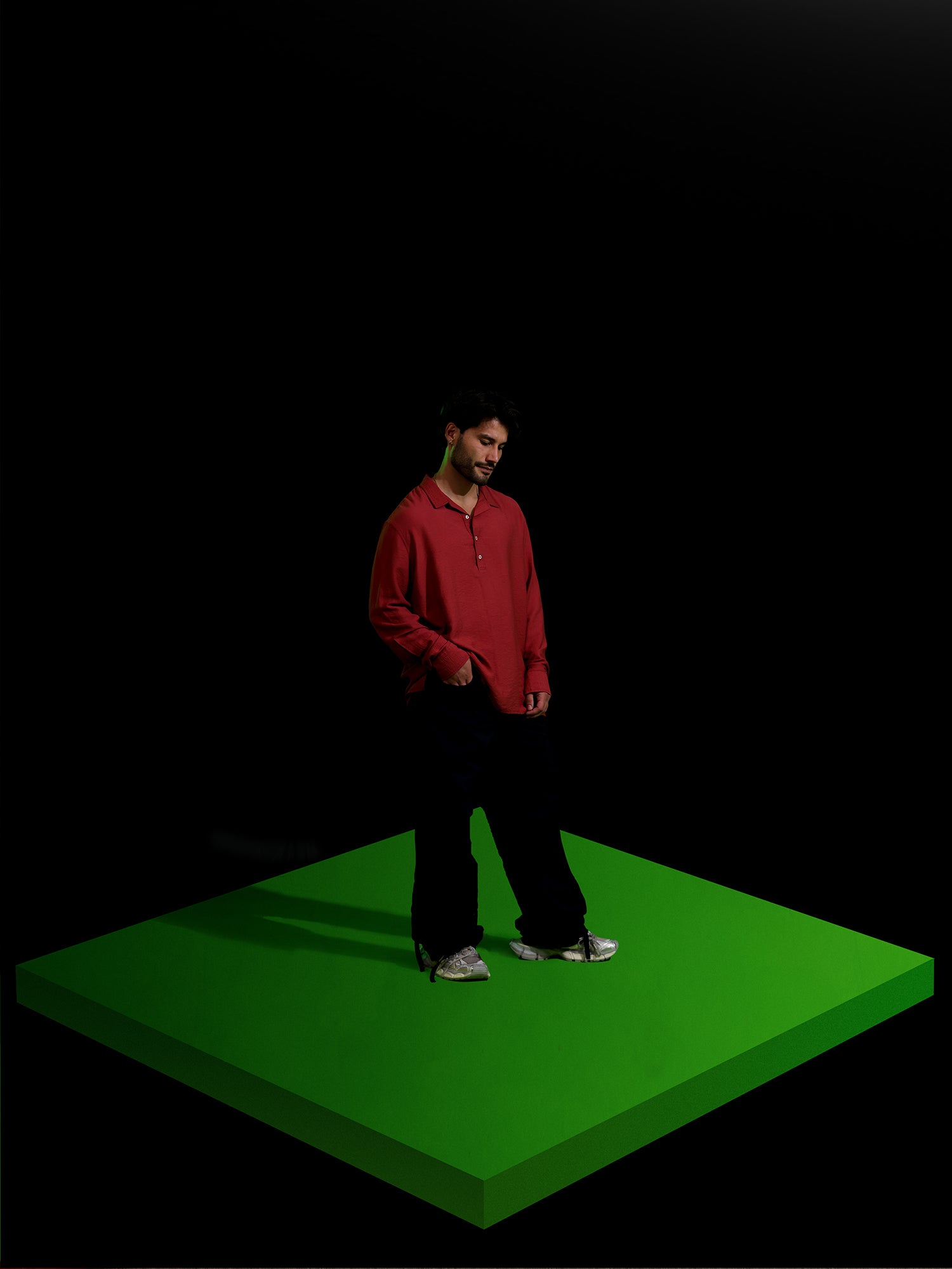 Half placket detailed oversize shirt