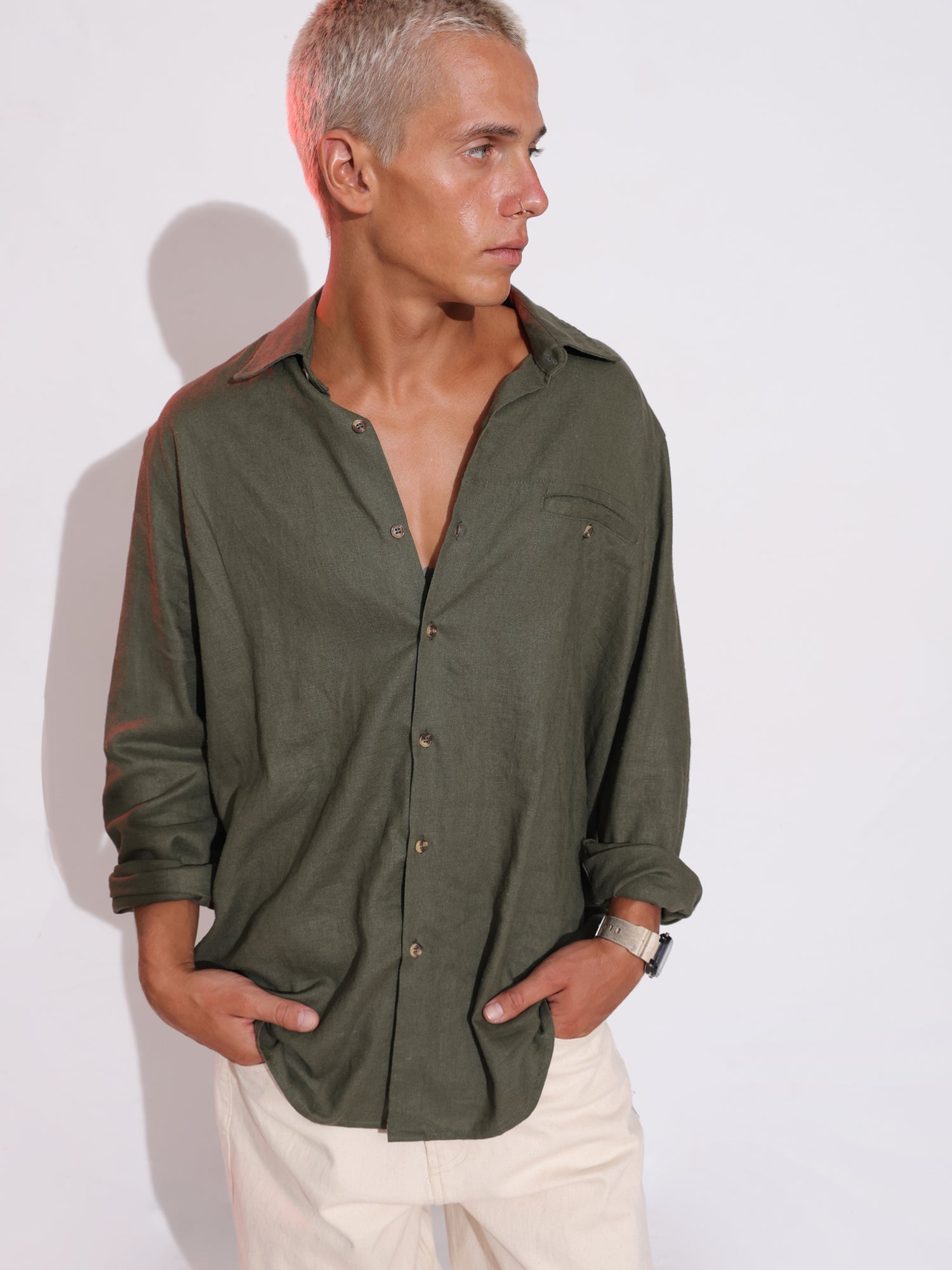 Welt pocket detailed long sleeved shirt