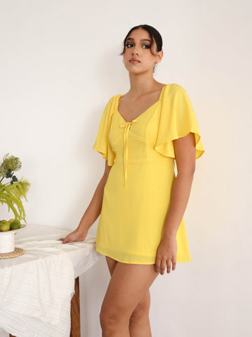 Bustier Detail Bell Sleeve Mini Dress