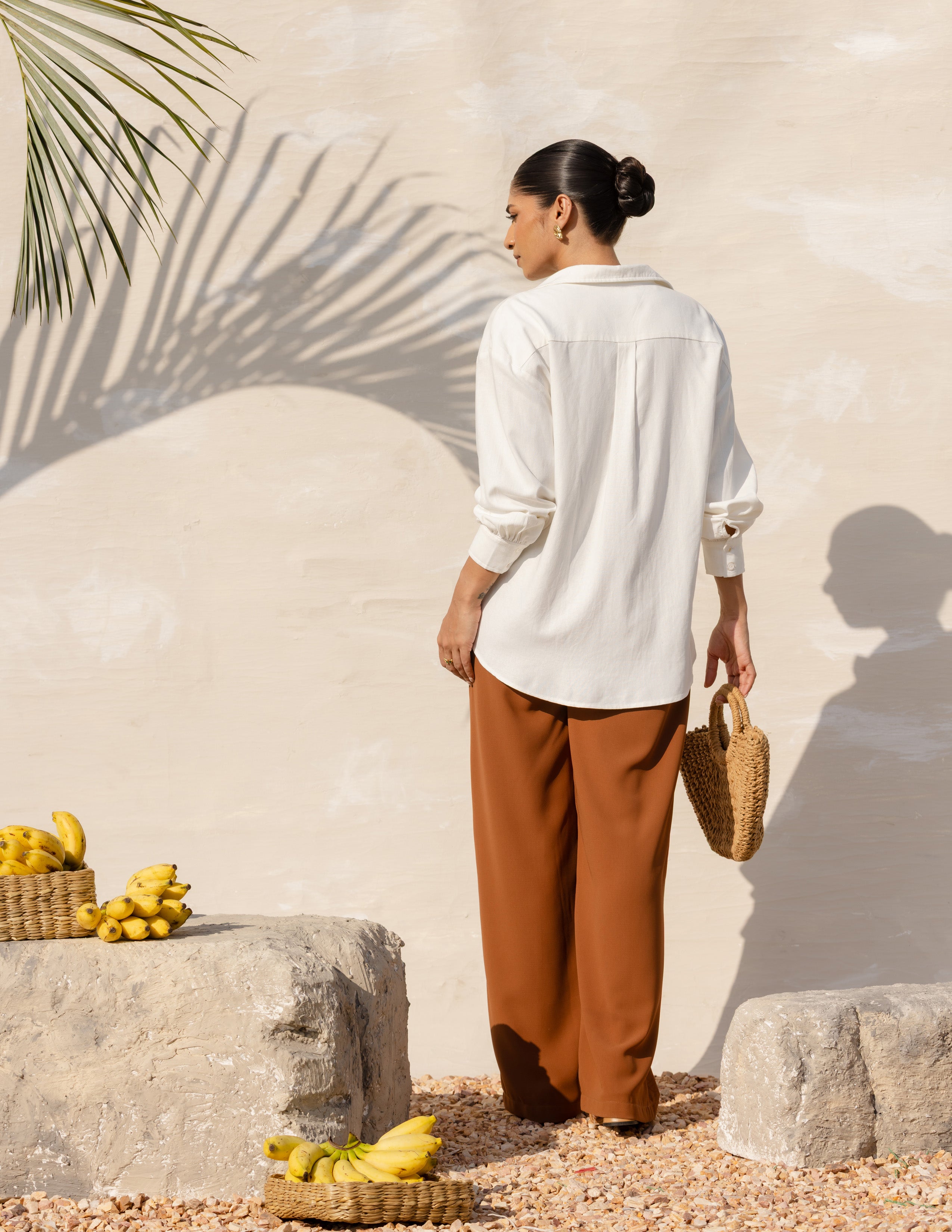 Collar Detailed Button Down Long Sleeved Top