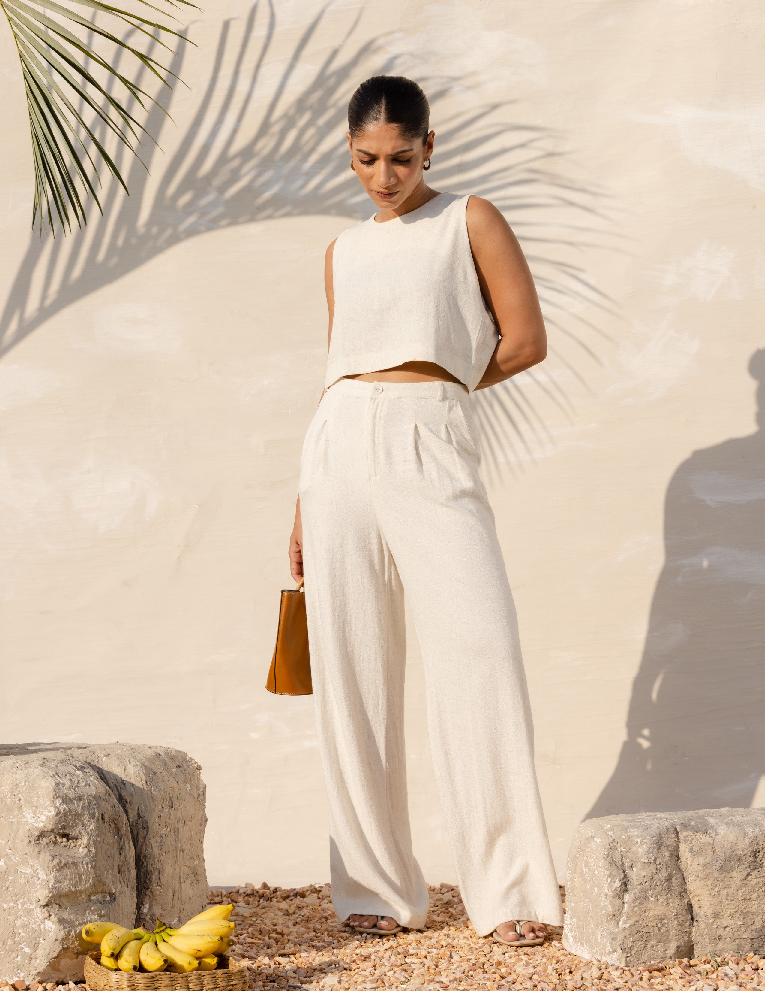 Front Pleated Wide Leg Pant