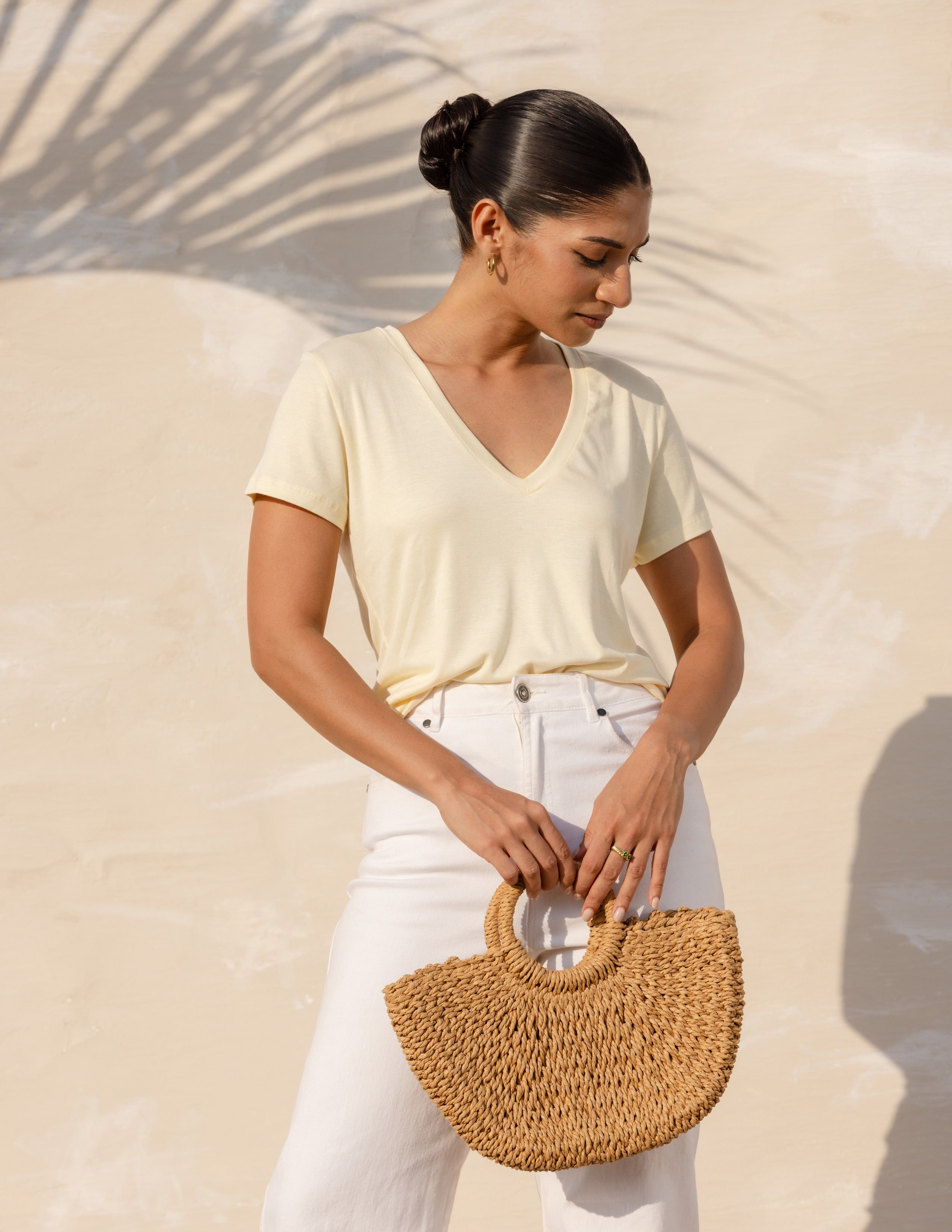 V Neck Short Sleeved Top