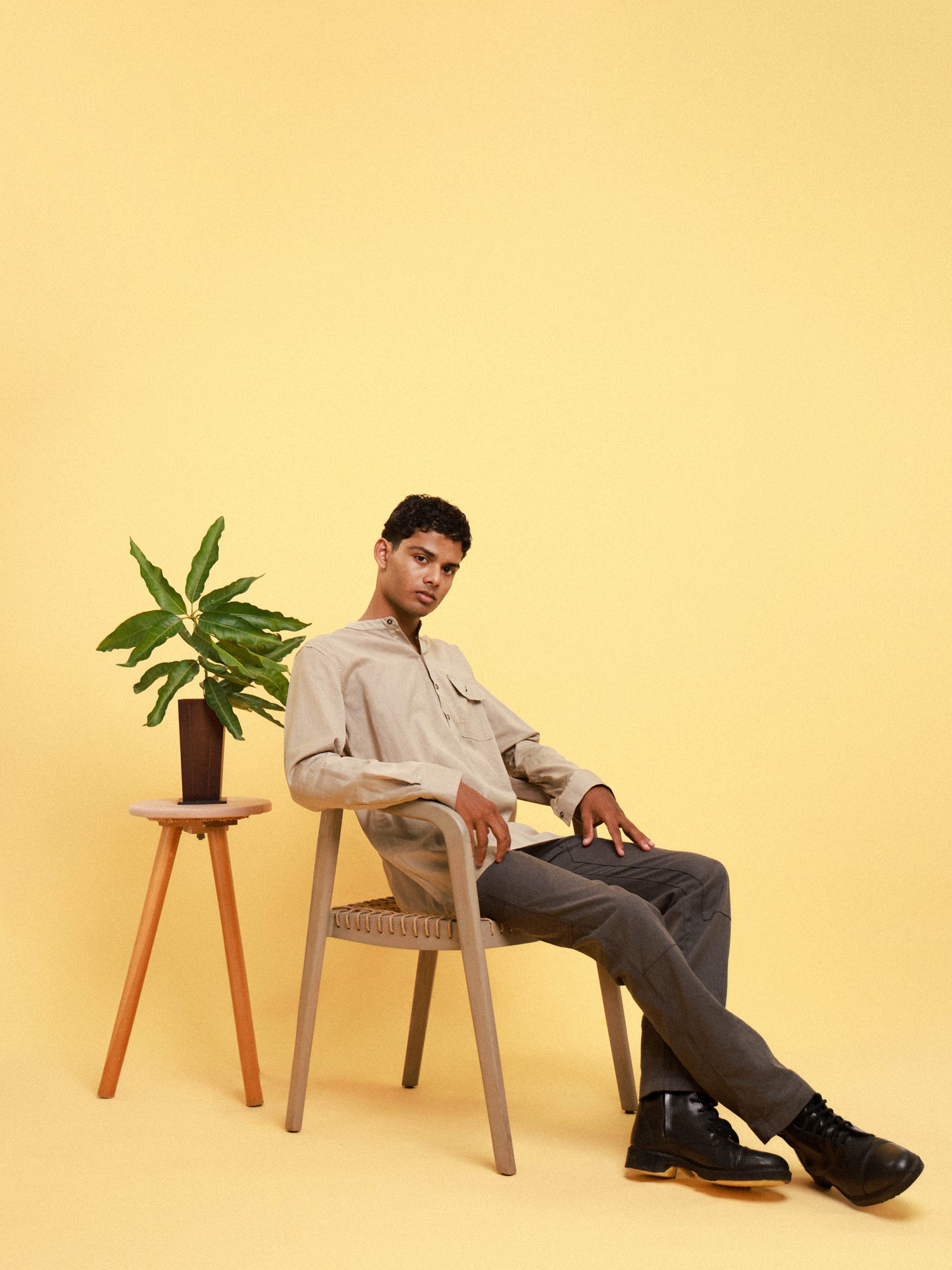 Half placket detailed cotton shirt