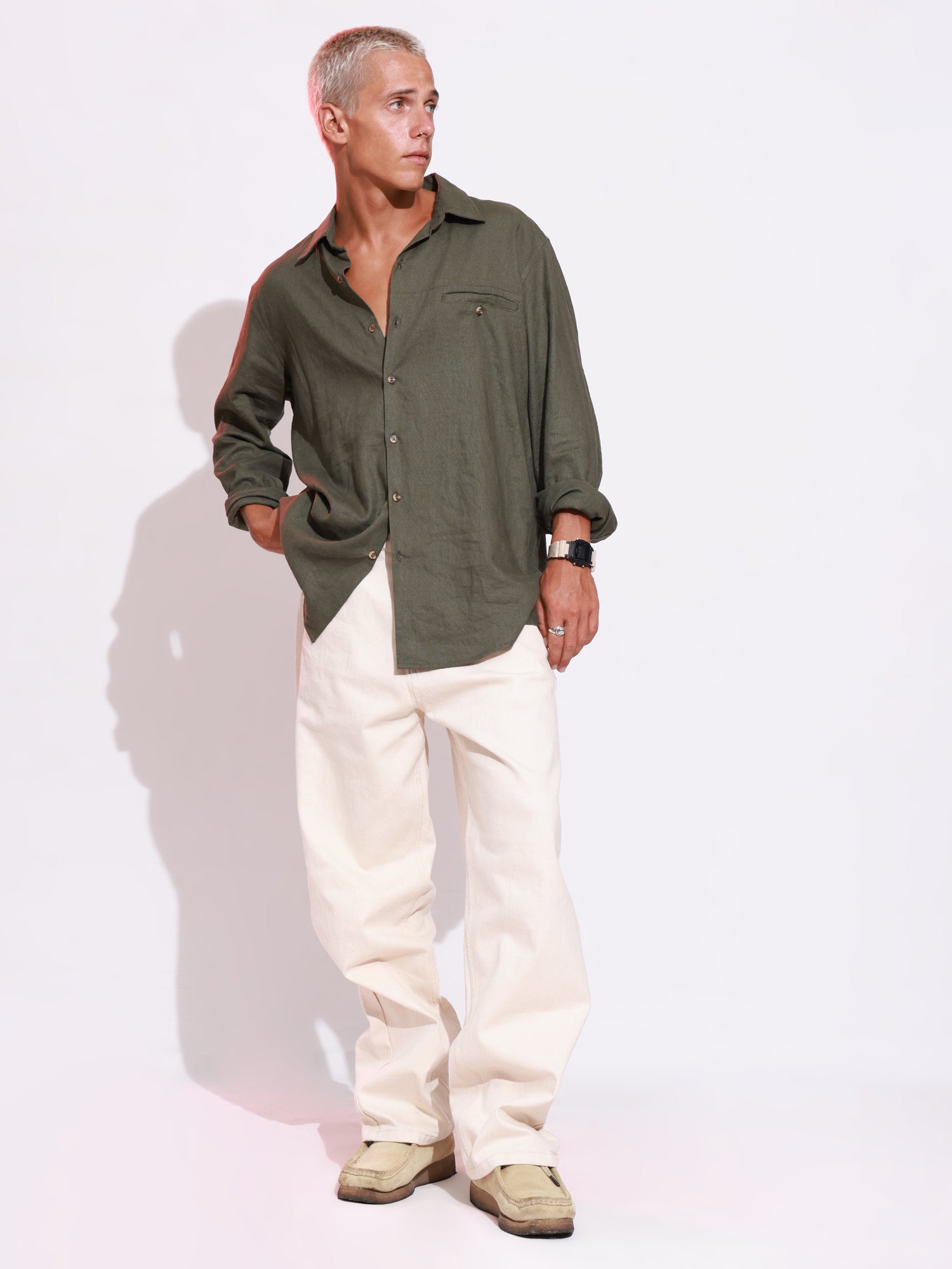 Welt pocket detailed long sleeved shirt