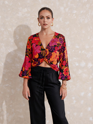 Front Twisted Printed Top