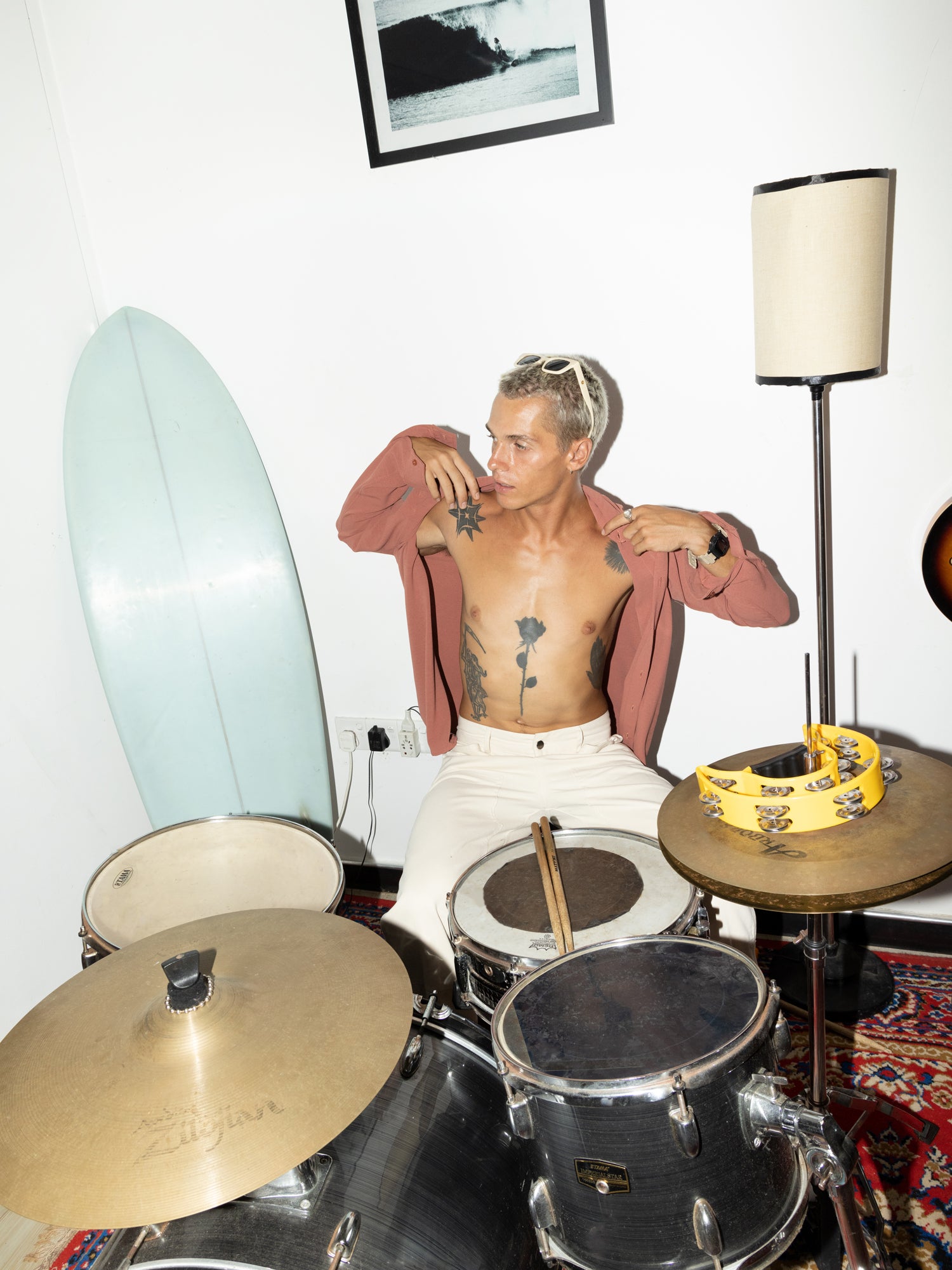 Regular fit Long  Sleeve chinese collar shirt