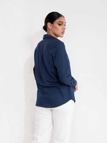 Curved Hem  Button Down Shirt