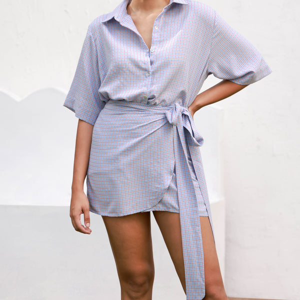 Button Down Short Sleeve Over Size Top