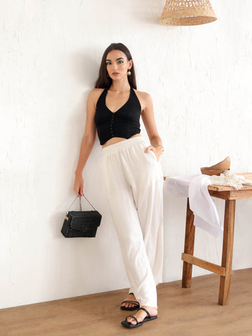 Halter Neck Back Tie Up Top