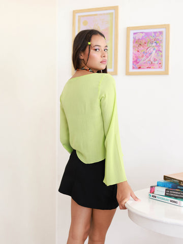 Bell Sleeve Front Tie-Up Top