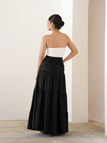 Ruch Detailed Tiered Linen Maxi Skirt