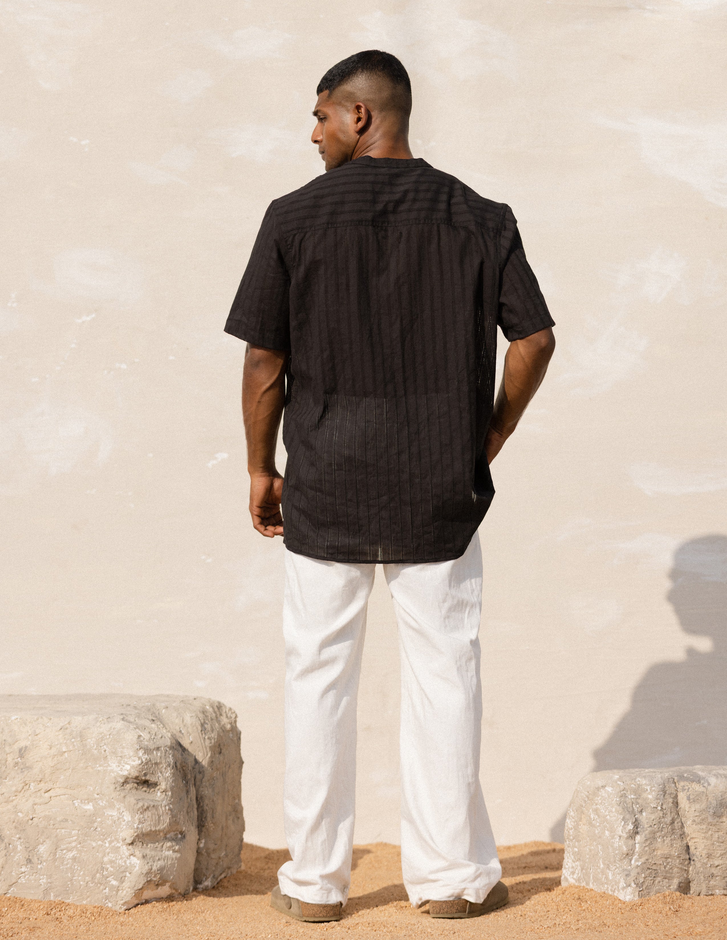 Chinese Collar Short Sleeve Shirt