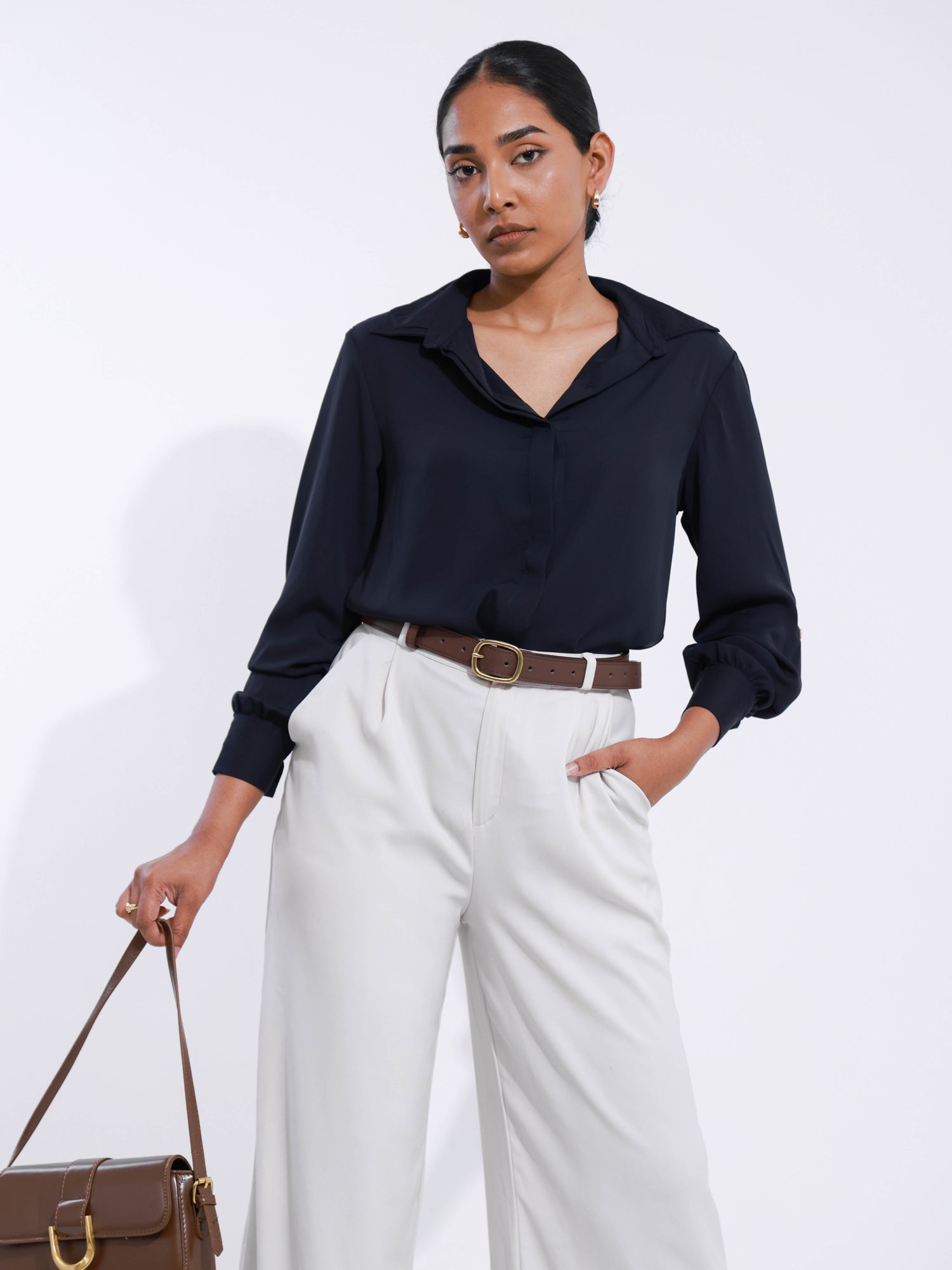 Button Down Flap Detailed Long Sleeved Shirt