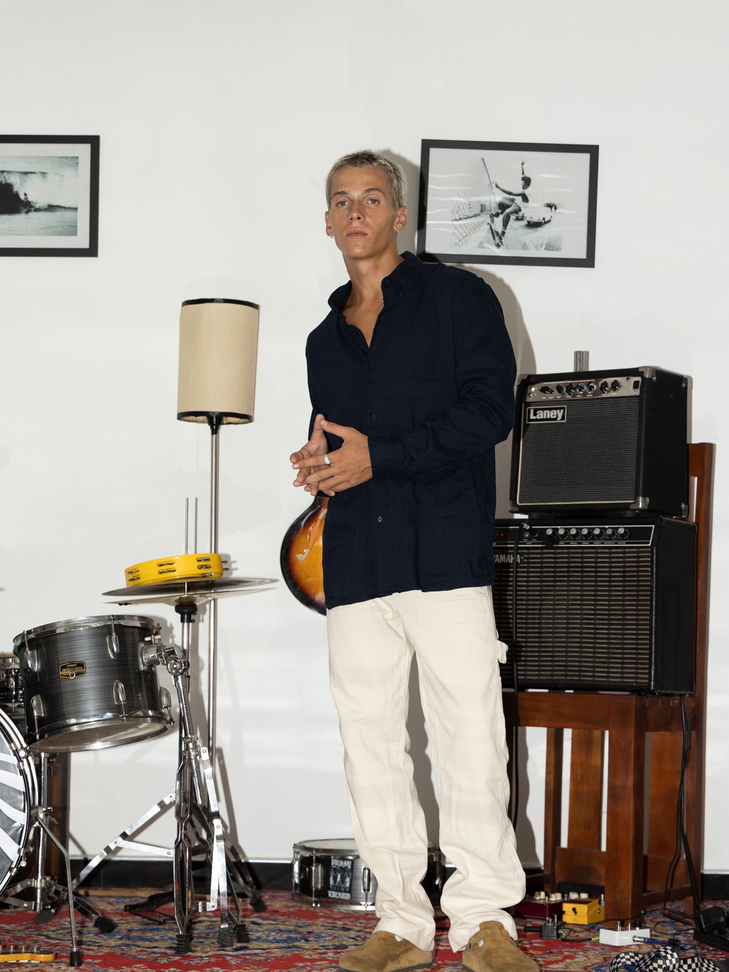 Double pocket oversized linen shirt